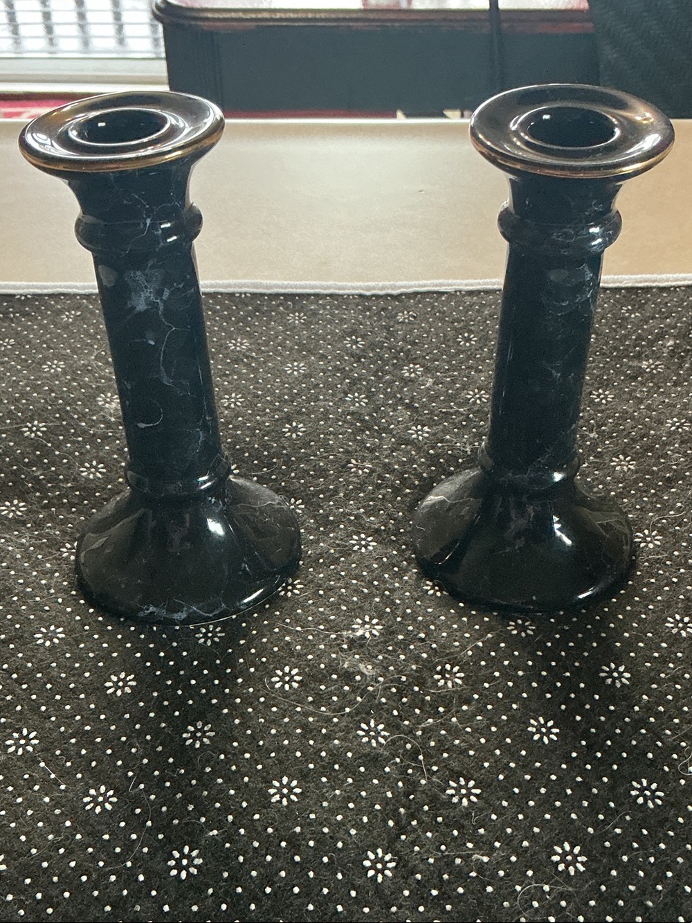 Elegant Black Ceramic Candlestick Pair - Home Accents